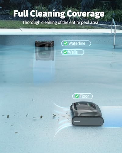 Beatbot AquaSense Cordless Robotic Pool Vacuum Cleaner - Intelligent Path Opimization, Cleans Floor, Walls, and Waterline - Ideal for Above & In-Ground Pools up to 2,260 sq.ft.