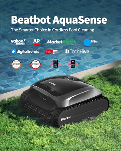 Beatbot AquaSense Cordless Robotic Pool Vacuum Cleaner - Intelligent Path Opimization, Cleans Floor, Walls, and Waterline - Ideal for Above & In-Ground Pools up to 2,260 sq.ft.