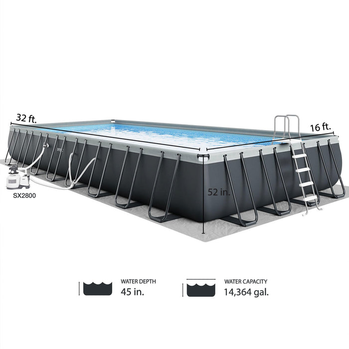 INTEX 26373EH Ultra XTR Deluxe Rectangular Above Ground Swimming Pool Set: 32ft x 16ft x 52in – Includes 2800 GPH Sand Filter Pump – SuperTough Puncture/Rust Resistant – Easy to Assemble