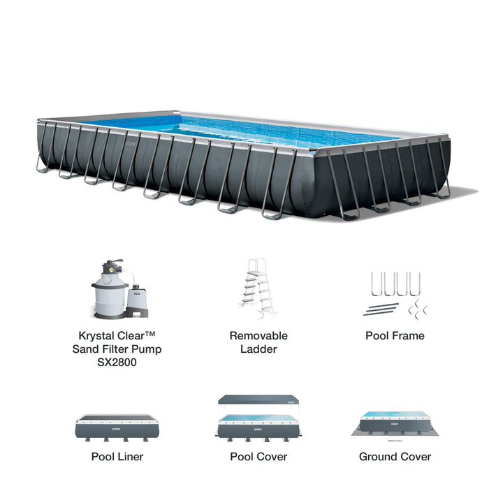 INTEX 26373EH Ultra XTR Deluxe Rectangular Above Ground Swimming Pool Set: 32ft x 16ft x 52in – Includes 2800 GPH Sand Filter Pump – SuperTough Puncture/Rust Resistant – Easy to Assemble