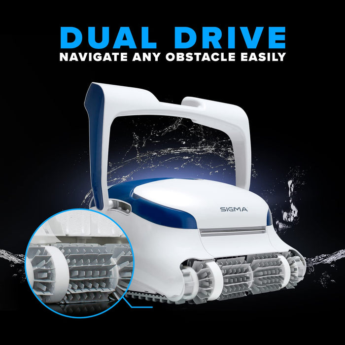 Dolphin Sigma Robotic Pool Cleaner (2024 Model) — Wi-Fi, App, Gyroscope, Weekly Timer, Waterline Cleaning & Massive Top-Loading Ultra-Fine and Standard Filters for In-Ground Swimming Pools up to 50ft