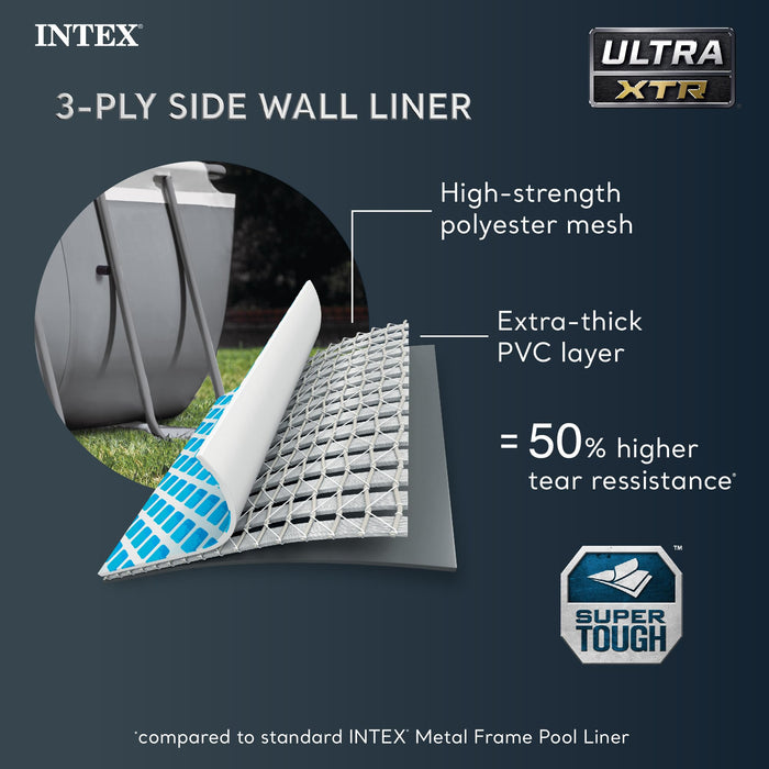 INTEX 26373EH Ultra XTR Deluxe Rectangular Above Ground Swimming Pool Set: 32ft x 16ft x 52in – Includes 2800 GPH Sand Filter Pump – SuperTough Puncture/Rust Resistant – Easy to Assemble