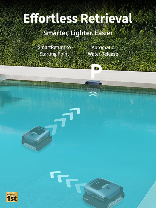 Beatbot AquaSense Pro Cordless Pool Cleaner Robot - Clarifies Water, Cleans Surface, Floor, Walls and Waterline, Intelligent Path Optimization, Surface Parking-Dark Blue