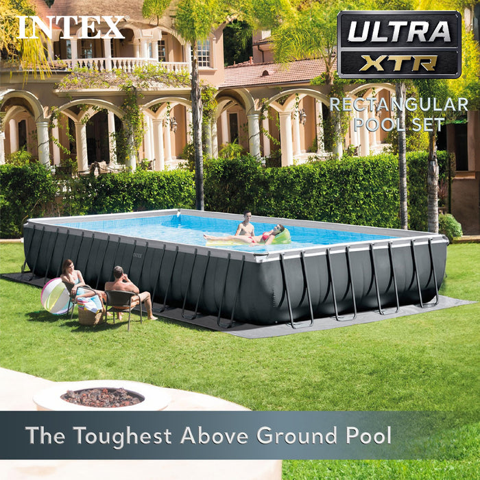 INTEX 26373EH Ultra XTR Deluxe Rectangular Above Ground Swimming Pool Set: 32ft x 16ft x 52in – Includes 2800 GPH Sand Filter Pump – SuperTough Puncture/Rust Resistant – Easy to Assemble